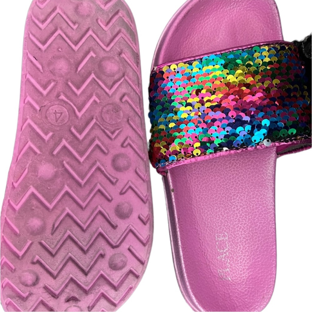 Girls Child’s Place flip sequenced flip flops size 4 (lightly worn)